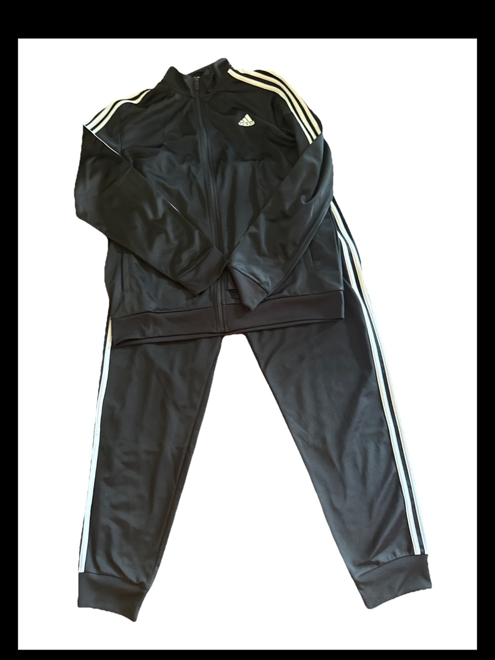 Adidas Men’s Tracksuit Black White 3‑Stripe Climacool Jacket & Pants Set Size L